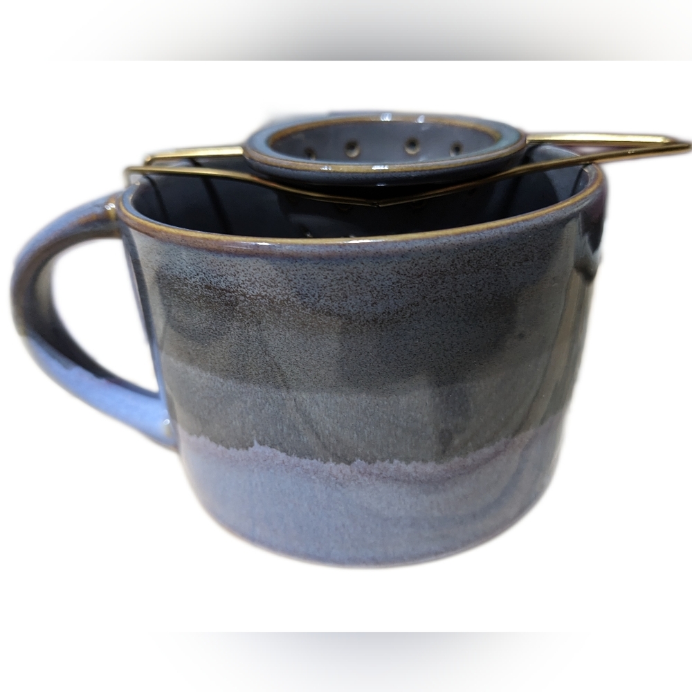 Glazed Ceramic Pour-Over Tea Set with Stainless Steel Strainer